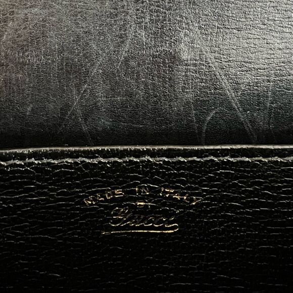 Gucci Vintage Black Embossed Leather Fold-Over Clutch Bag Purse Women's - Picture 9 of 9